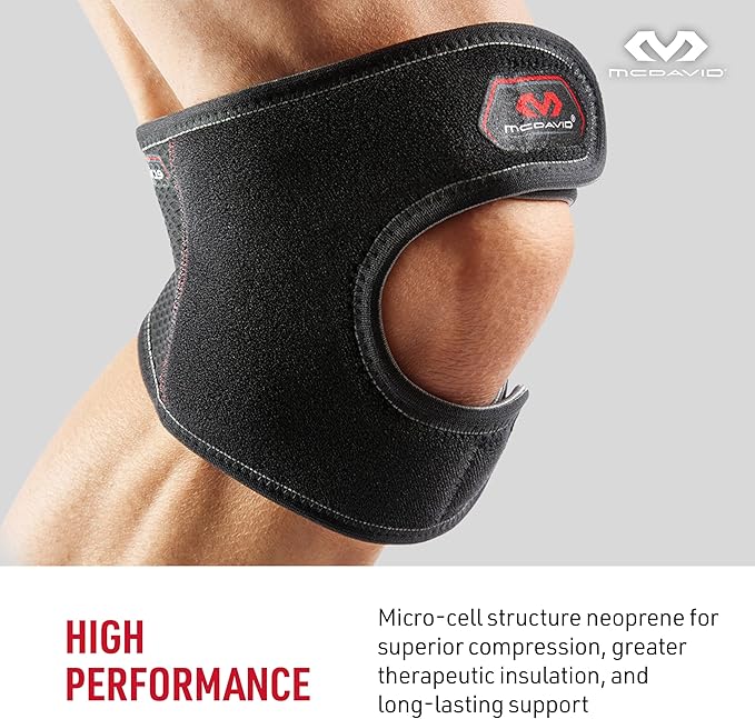 McDavid Knee Support Wrap, Knee Pain Relief from Jumpers Knee, Runners Knee, Patella Support, Tendon Support, Cartilage Meniscus Injuries, Adjustable for Men & Women, Sold as Single Unit (1)