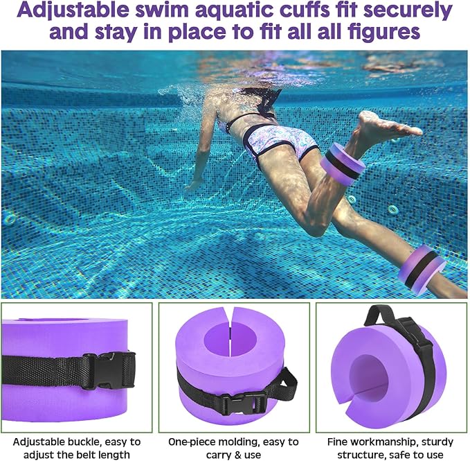 5 Pcs Aquatic Exercise Set Including 2 Ankle Swimming Weights 2 Lightweight Aquatic Exercise Dumbbells and Swim Belt Pool Exercise Equipment for Aquatic Aerobics Exercise