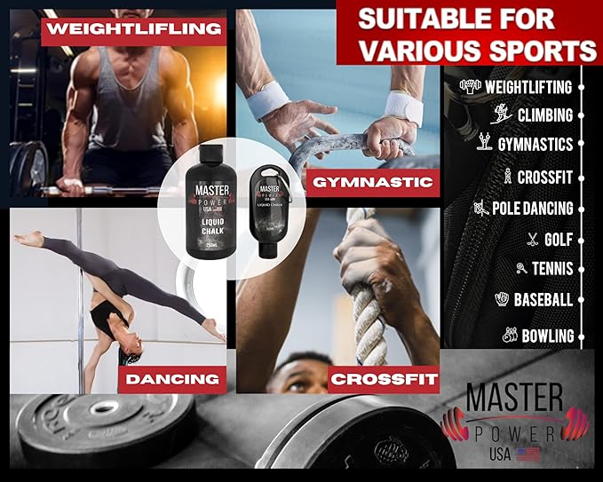 Mess-Free Gym Chalk for Weightlifting, Gymnastics, Rock Climbing, Dancing. Sweat-Resistant and Long Lasting for Stronger Grip - High Performance - Skin Friendly