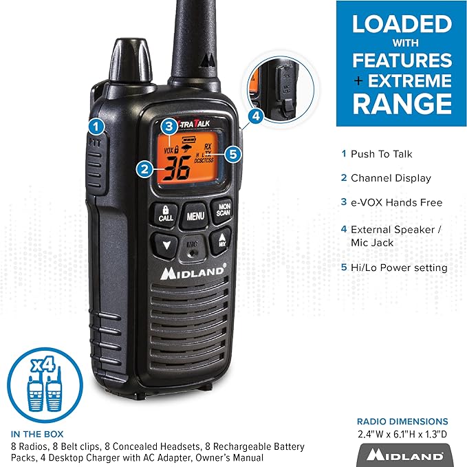 Midland LXT600BBX4 FRS Business Bundle Black 8 Pack