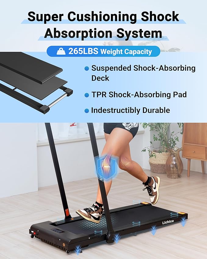 Lichico Walking Pad Under Desk Treadmill,Portable Small Treadmills for Home and Office,Super Quiet Brushless Motorized Walking Jogging Running Machine with Remote Control