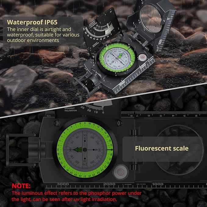 Military Compass with Carry Bag Inclinometer Multifunctional Sighting