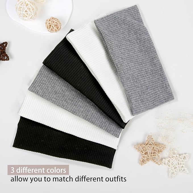 Headbands for Women Wide Non Slip Hairbands for Women's hair Soft Elastic Thick Head Bands Fashion Workout Yoga Hair Accessories, 6 Pack