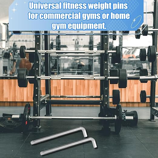 2pcs L-Type Weight Stack Pin, 3/8in Diameter 4.4in Locking Space Weight Stack Selector Pin Universal Fitness Weight Accessories Replacement Parts for Lifting Weight Drop Set Machine Home Gym (Silver)