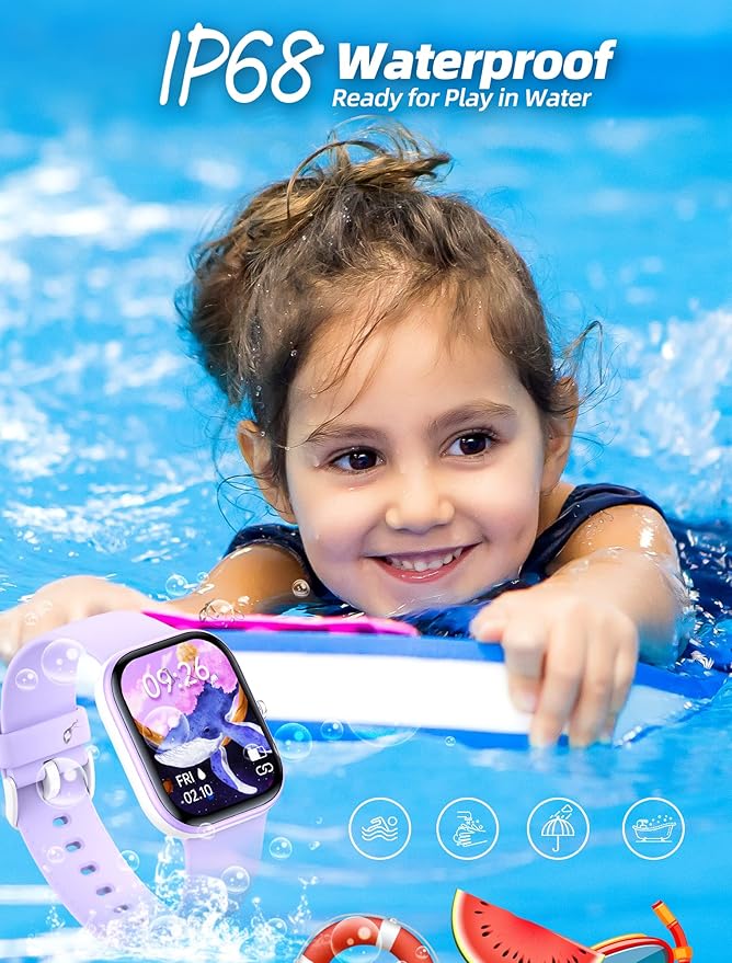 Kids Smart Watch for Girls,IP67 Waterproof Kids Fitness Tracker Watch with 1.5 Inch DIY Face,Heart Rate Sleep Monitor,19 Sport Modes,Calories Counter,Alarm Clock,Great Gifts for Children 6+ (Purple)