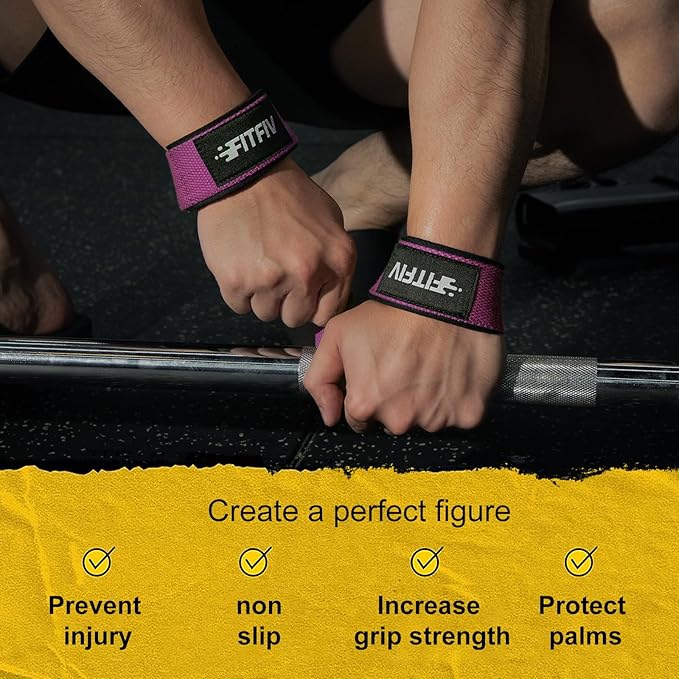 Lifting Straps for Weightlifting, Lifting Wrist Straps for Gym Strength Training, Neoprene-padded Wrist Cushion - Men & Women