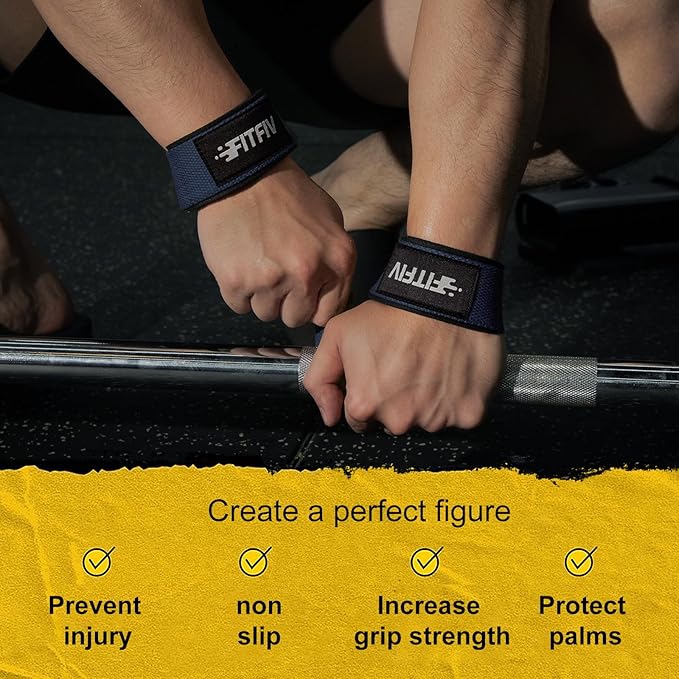 Lifting Straps for Weightlifting, Lifting Wrist Straps for Gym Strength Training, Neoprene-padded Wrist Cushion - Men & Women