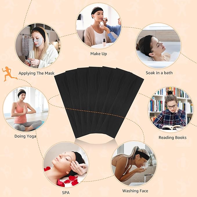 Headbands for Women Non Slip - 7PCS Fashion Sports Hair Bands for Women's Hair, Soft Cotton Cloth Stretchy Headbands for Women for Workout Yoga Running