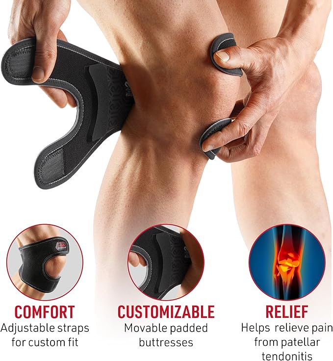 McDavid Knee Support Wrap, Knee Pain Relief from Jumpers Knee, Runners Knee, Patella Support, Tendon Support, Cartilage Meniscus Injuries, Adjustable for Men & Women, Sold as Single Unit (1)