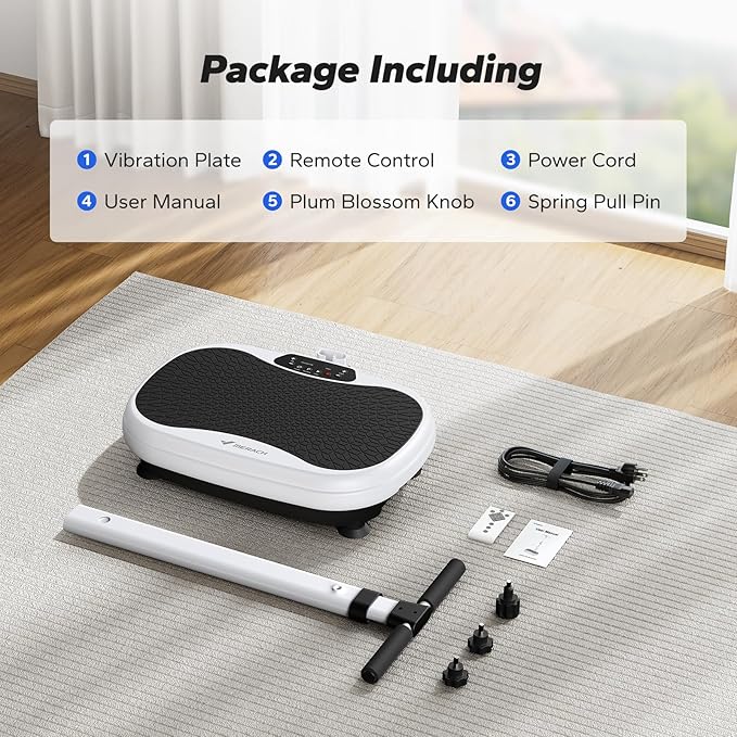 MERACH Vibration Plate Exercise Machine, Vibrating Plate Exercise Machine with Handrails, Full Body Vibration Platform for Women Men, Exercise Equipment for Home