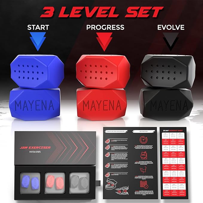 Mayena Jaw Exerciser for Men & Women – 3 Resistance (6 pcs)