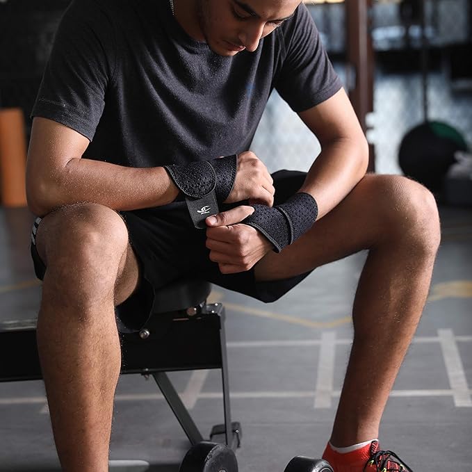 HiRui 2 Pack Wrist Compression Strap and Wrist Brace Sport Wrist Support for Fitness, Weightlifting, Tendonitis, Carpal Tunnel Arthritis, Pain Relief-Wear Anywhere-Adjustable (Black)