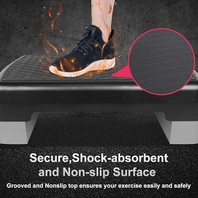 Height-Adjustable 4"-6" Step Aerobics Platform Fitness Equipment Stepper 2 Riser