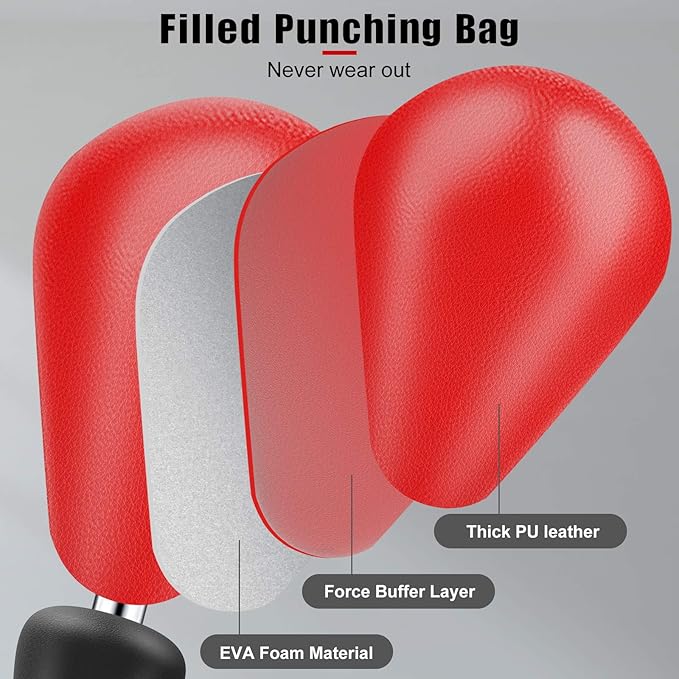 Midkawe Punching Bag with Stand for Adults & Kids, Adjustable Height Free Standing Boxing Reflex Bag, Ideal for MMA Reflex Speed Training, Fitness,Punching and Muscle Building
