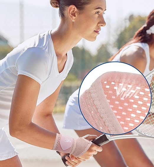 HiRui 2-Pack Ultra-Thin Mesh Wrist Wraps - Breathable, Adjustable Wrist Support for Workouts & Daily Use - Unisex Wrist Brace for Pain Relief, Tendonitis, Carpal Tunnel - One Size Fits All (Pink)