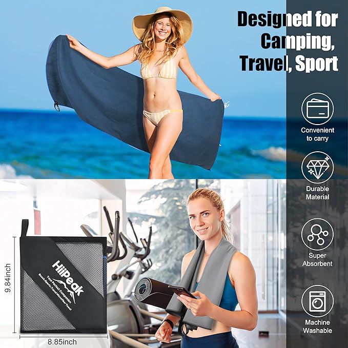 Hiipeak Microfiber Towel 2 Pack 63*32" + 32*16"