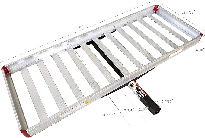 MaxxHaul 60" x 22" Aluminum Cargo Carrier Rack Basket for Luggage for SUV Truck Car Van - 500 lbs. Capacity, Silver