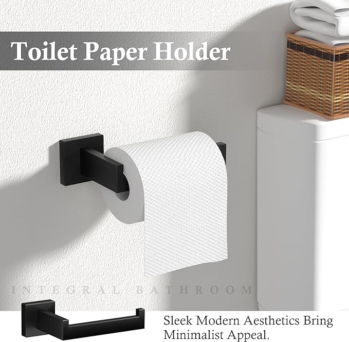 5-Pieces Matte Black Bathroom Accessories Set 23.6 Inch 304 Stainless