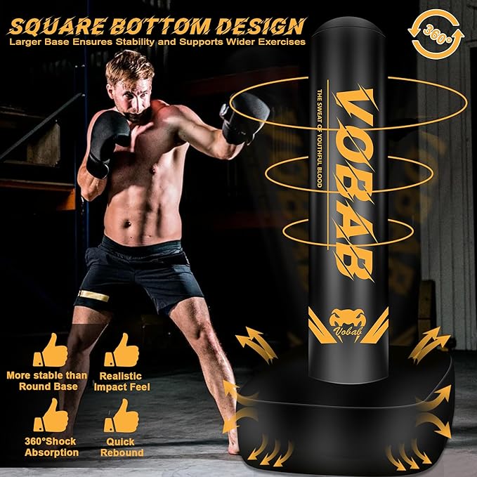 70" Freestanding Heavy Punching Bag with Stand for Adults Teens, Adjustable Standing Punch Bag for Men Women, Ideal for Boxing, MMA, Thai Fitness, and Home Training Workouts