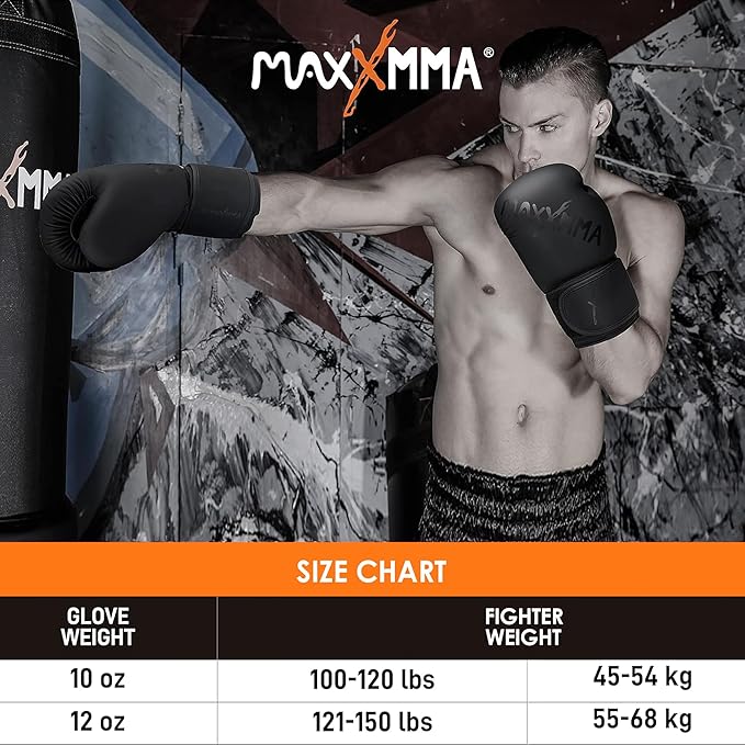 MaxxMMA Pro Style Boxing Gloves for Men & Women, Training Heavy Bag Workout Gloves, Muay Thai, Sparring Kickboxing Punching Bag Work Fight Gloves