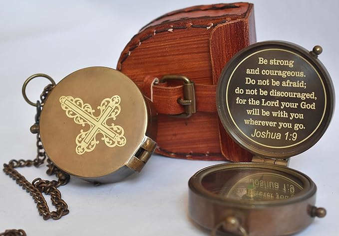 AASIYA Brass Nautical Portable Pocket Compass with Chain