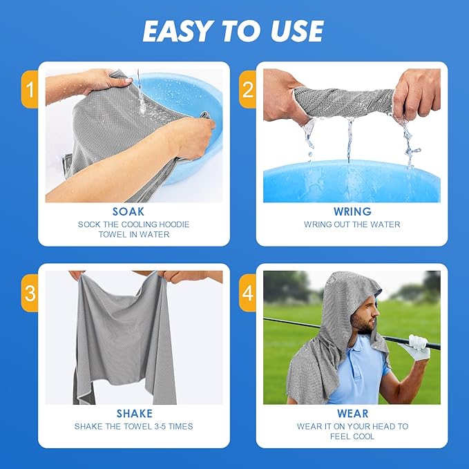 3 Pack Cooling Hoodie Towels for Neck and Face 50 Sun