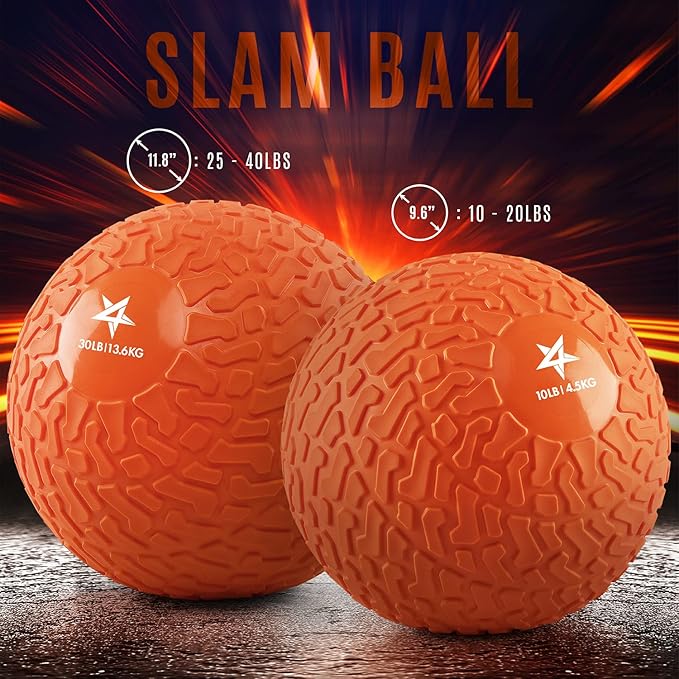 Yes4All Upgraded Version Durable Solid Slam Medicine Balls 10-40lbs, Multicolor