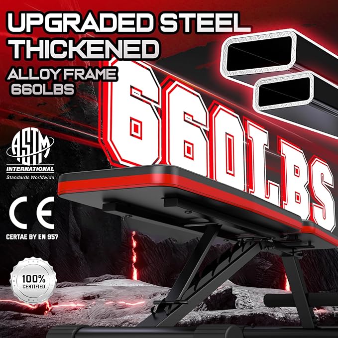 Adjustable Weight Bench for Full Body Workout 3-Sec Folding&