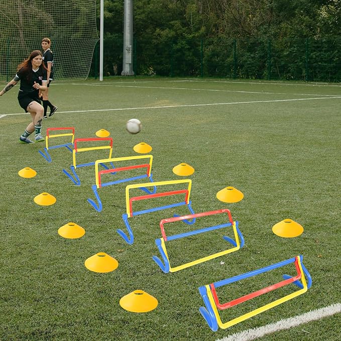6 Pack Multicolor Agility Hurdles 4 Height Adjustable