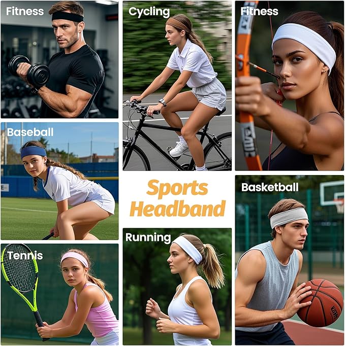 Headbands for Women - 6 Pack Wide Elastic Hair Bands | Stretchy Sweatbands Hair Bands | Soft Sports Thin Head Bands | Non-Slip Accessories Bands for Fashion, Washing Face, Workouts, Yoga, Daily Use