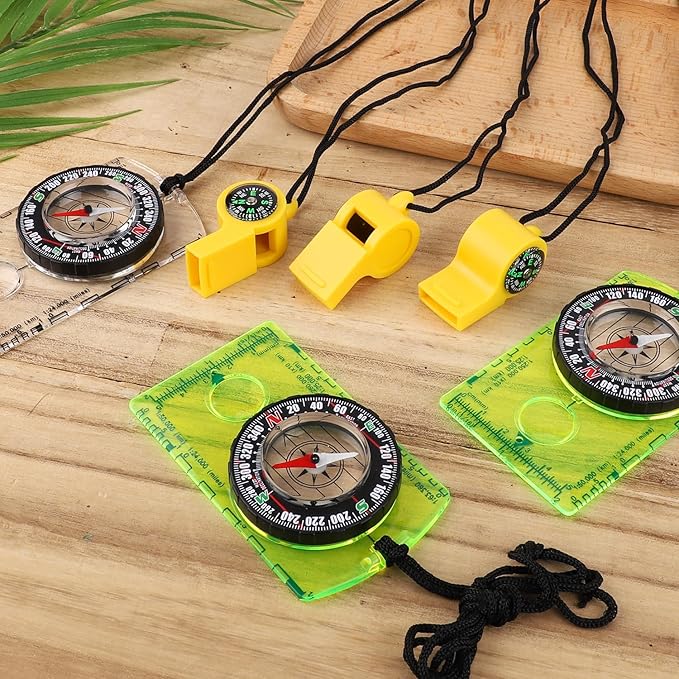 3pcs Compass Hiking Survival with 3pcs 2-in-1 Camping