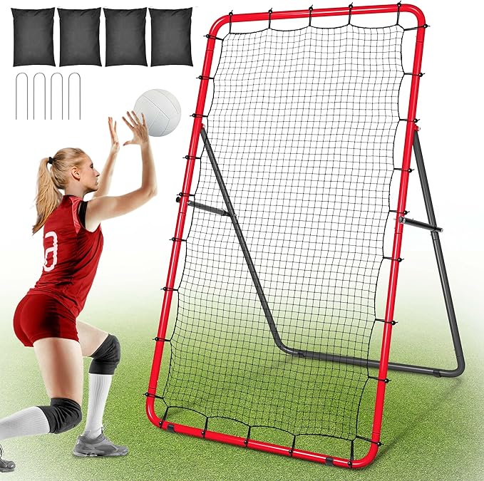 Adjustable Volleyball Rebounder Net 7x4 ft 5 Angles,