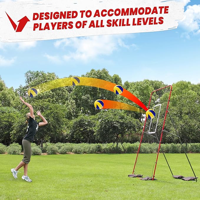 Adjustable Volleyball Rebounder Net 7x4 ft 5 Angles,