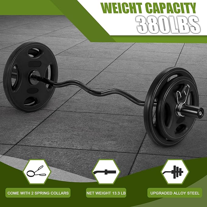 47" Olympic Barbell Curl Bar EZ Bar Strength 440-Pound Capacity