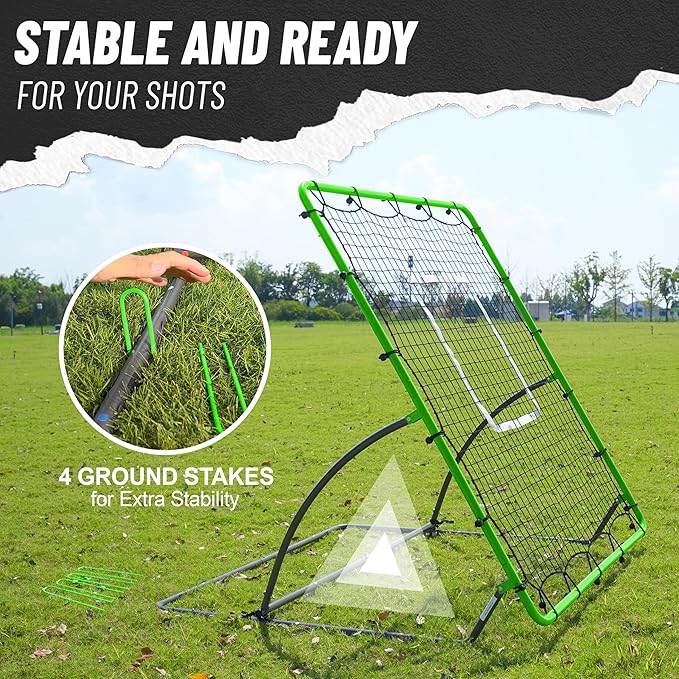 Heavy Duty Baseball Rebounder Net 4x4.5 FT Pitchback with 3 Adjustable Angles, Baseball and Softball Bounce Back Net for Ground, Line Drive, Fly Ball Return Settings Fielding Trainer