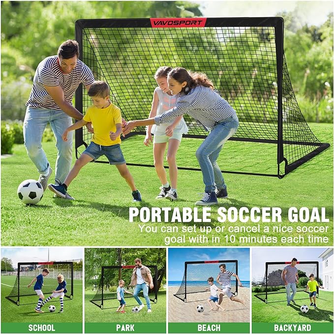 Kids Soccer Goals for Backyard Set - 2 6x4 ft