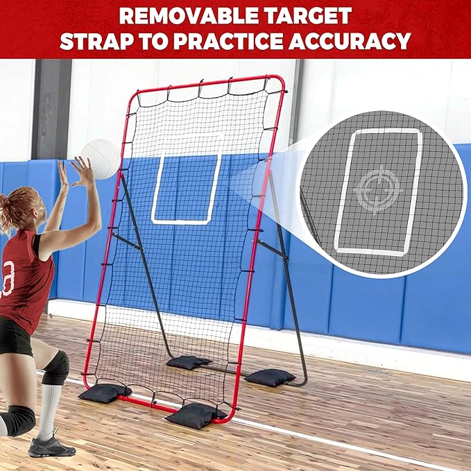 Adjustable Volleyball Rebounder Net 7x4 ft 5 Angles,