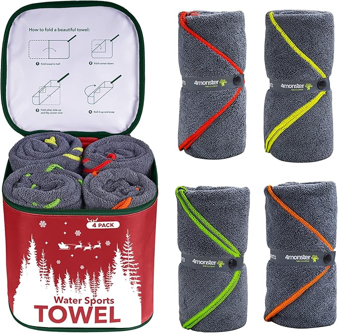 4Monster 4 Pack Microfiber Camping Towel Quick Dry