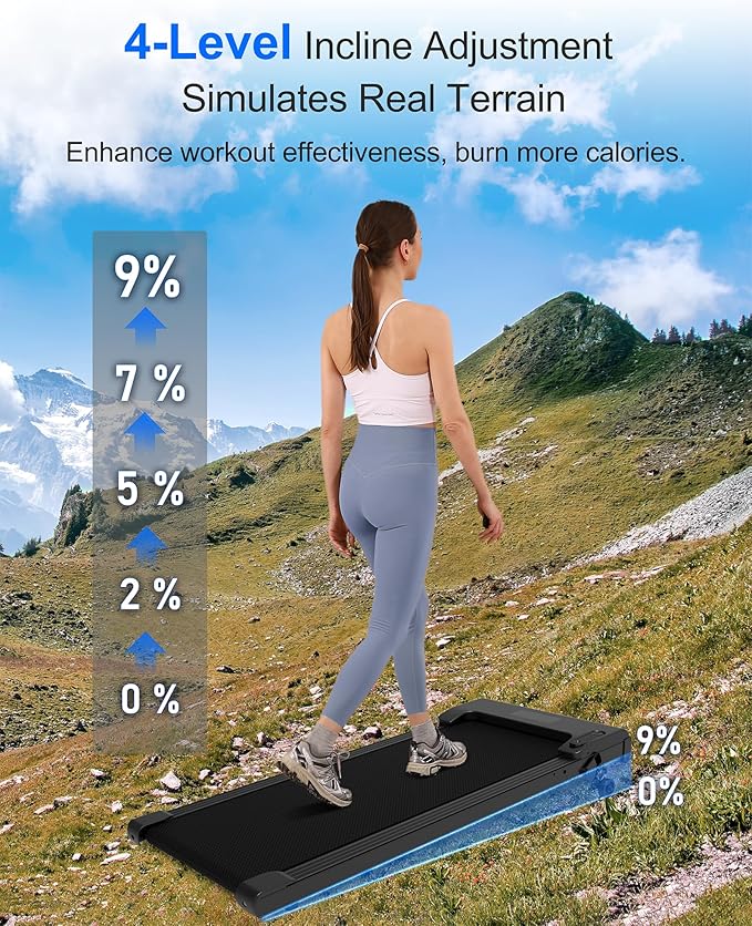 Lichico Walking Pad Under Desk Treadmill,Portable Small Treadmills for Home and Office,Super Quiet Brushless Motorized Walking Jogging Running Machine with Remote Control