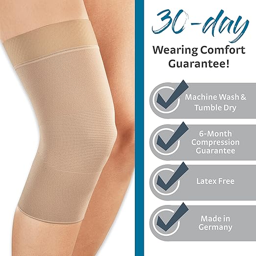 medi Seamless Knit Knee Support Compression Sleeve w/Band Black LG