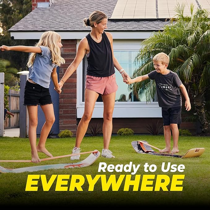 GIBBON GiBoard Balance Board for Adults & Kids - Slackline Workout Equipment Home Gym Training - Wooden Wobble Board Balance Trainer - Standing Desk Exercise - Yoga, Agility, Pilates, Core, Snowboard