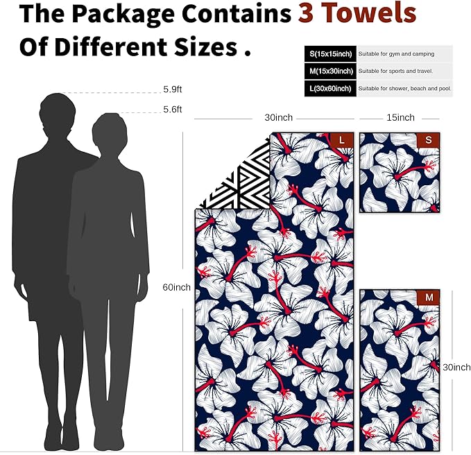4Monster Camping Towels 3 Size at 1 Pack