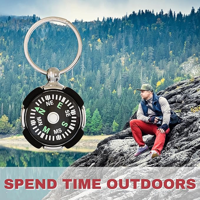 Mini Compass Keychain for Camping Climbing Hiking Traveling (2 Pack)