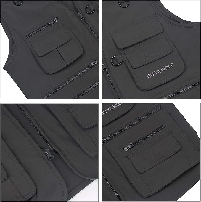 Men's Utility Work Hunting Travel Fishing Multi-Pockets Outdoor Vests