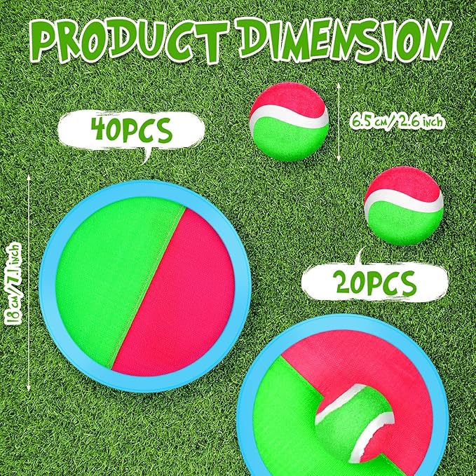 Libima Kids Toys Toss and Catch Game Set 40 Paddles 20 Balls
