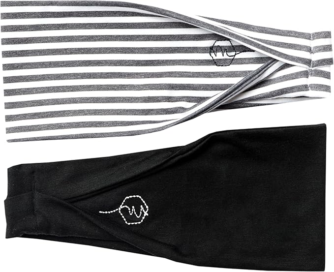 Maven Thread Workout Headbands for Women, 2Pack - 4 inch Thick Wide, Non Slip Sweatbands for Women, Ideal for Exercise, Gym Hairband for Athletic Workouts and Yoga, Black Marble