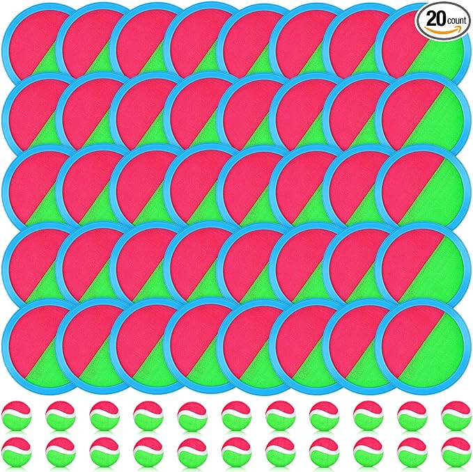 Libima Kids Toys Toss and Catch Game Set 40 Paddles 20 Balls