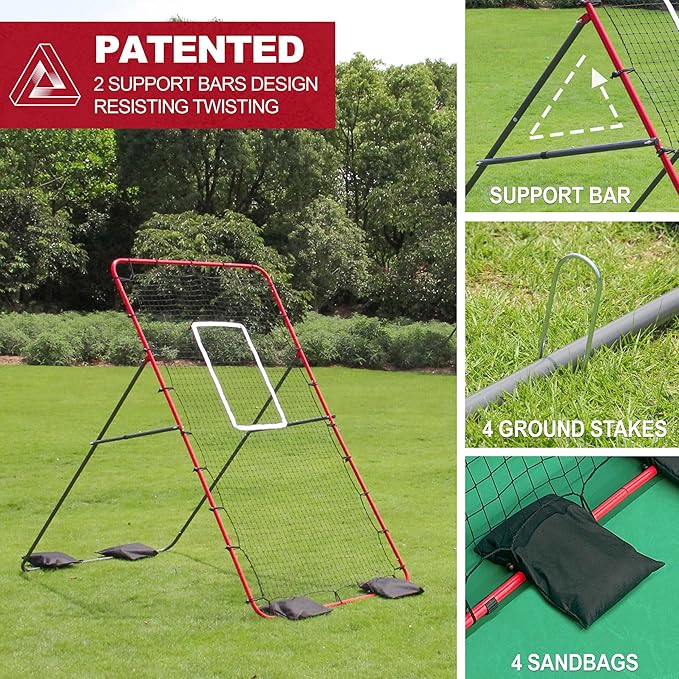 Adjustable Volleyball Rebounder Net 7x4 ft 5 Angles,