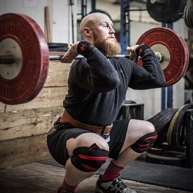 Harbinger Red Line 78-Inch Knee Wraps for Weightlifting (Pair)