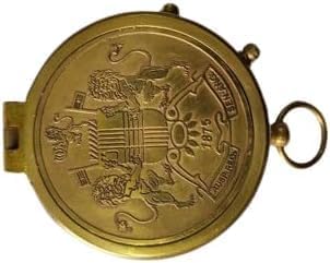 3"" Antique Brass Pocket Compass Navigational Collectible Push 1857 Compass